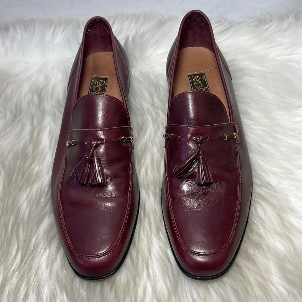 French Shriner Bordeaux Leather Tassel Loafers Sz‎ 10.5
